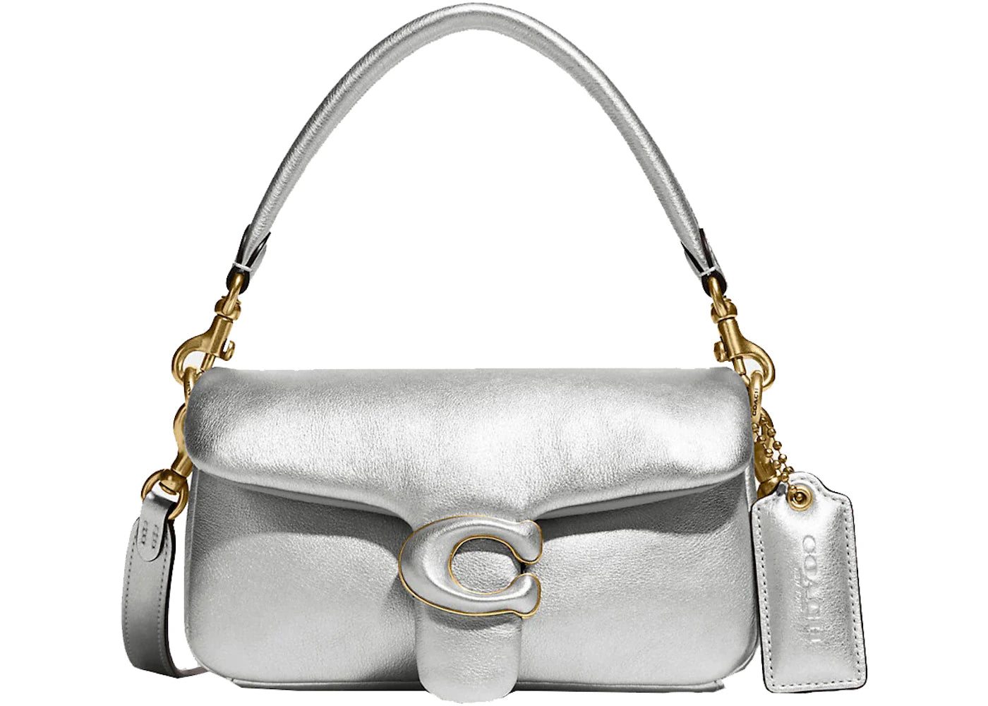 Coach Pillow Tabby Shoulder Bag 18 Metallic Silver