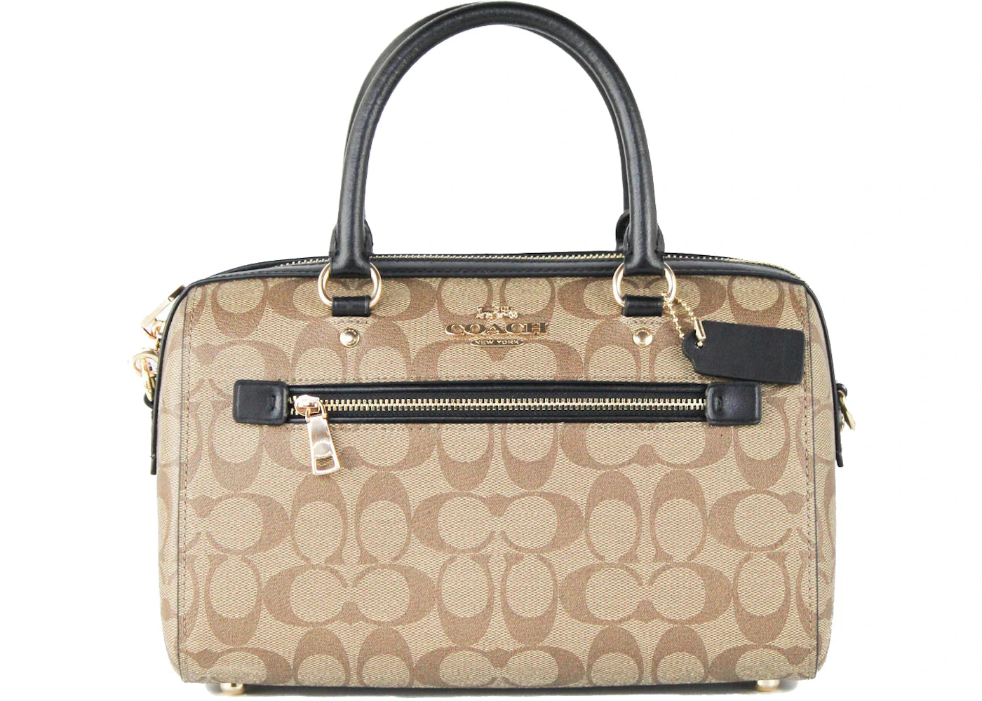 Coach Rowan Satchel Bag Medium Khaki/Black