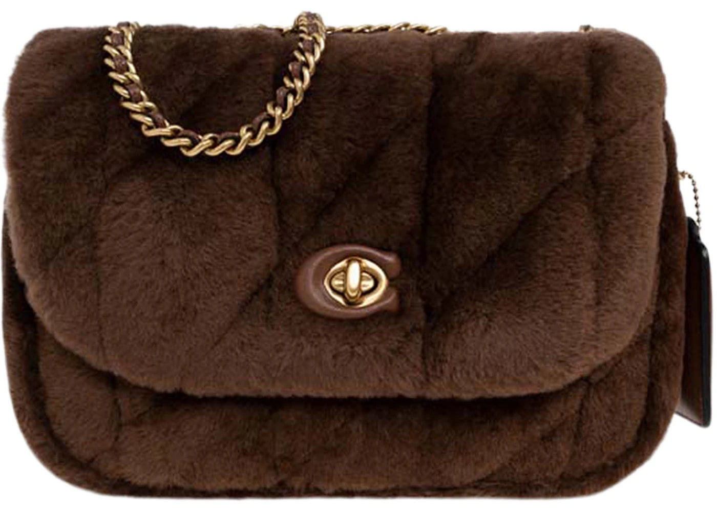 Coach Shoulder Bag in Shearling with Quilting Pillow Madison Brown