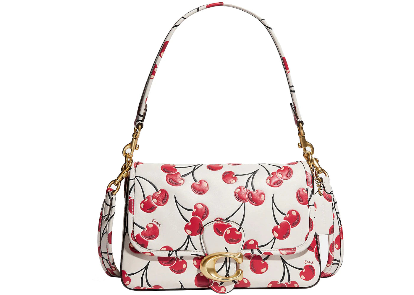 Coach Soft Tabby Shoulder Bag With Cherry Print Chalk/Multicolor