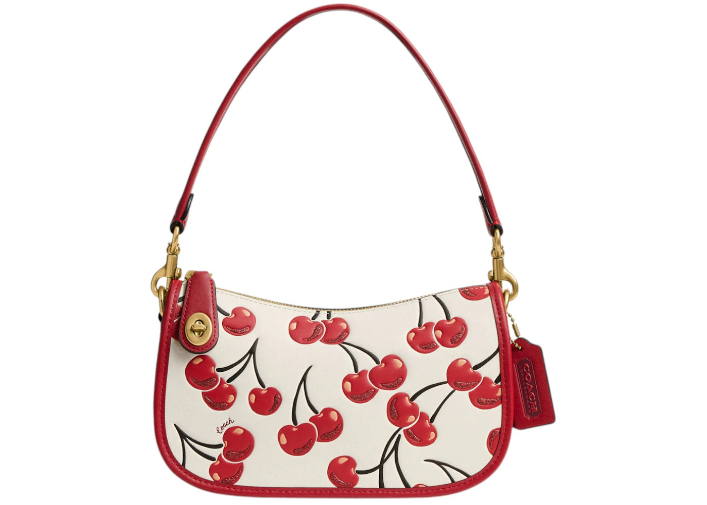 Coach Swinger Bag Cherry Print Brass/Chalk Multi