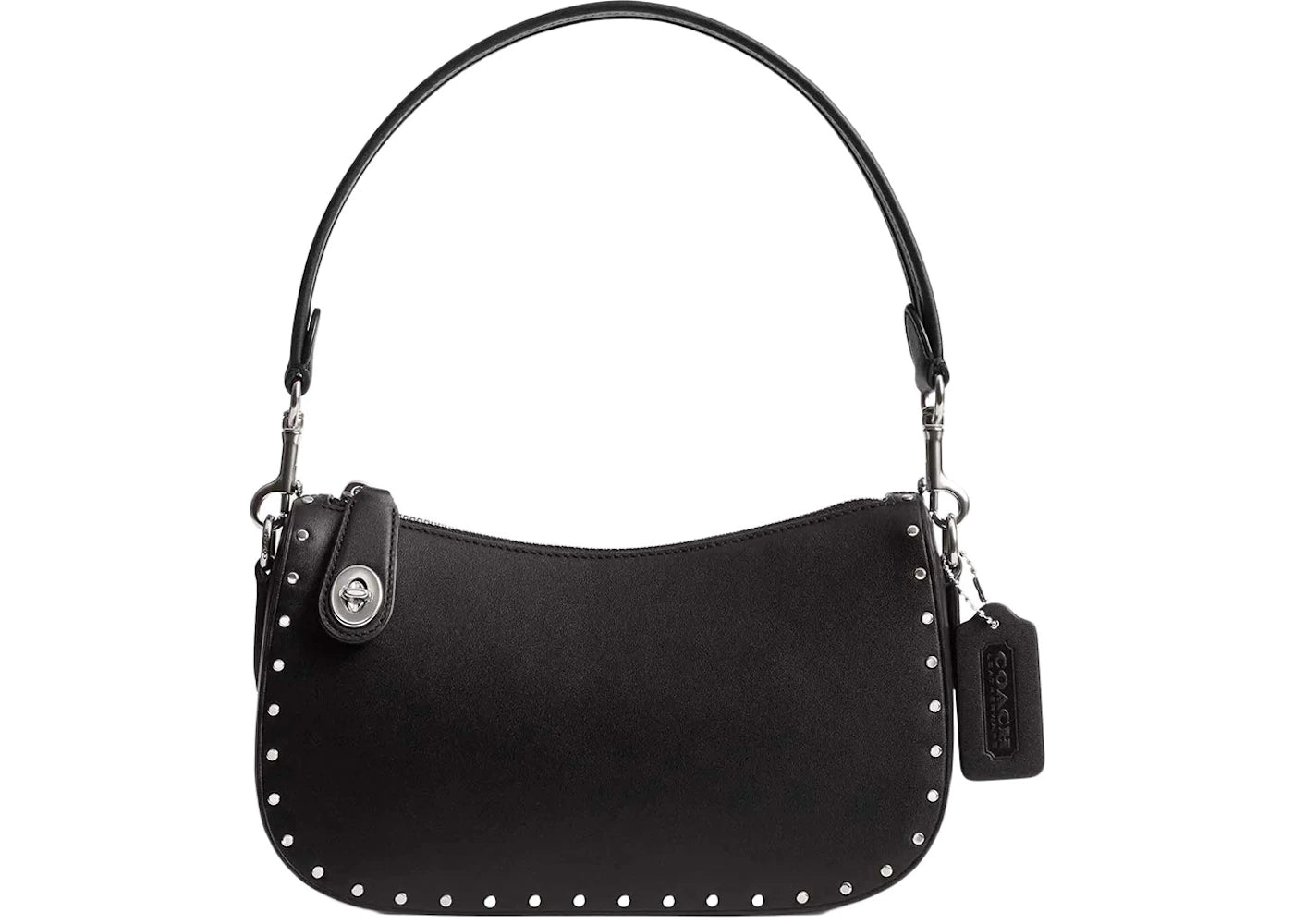 Coach Swinger Bag With Rivets Silver/Black