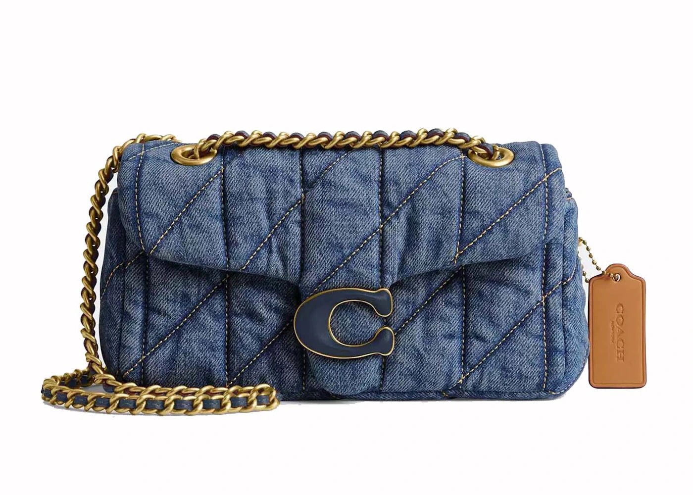 Coach Tabby Shoulder Bag 20 With Quilting Brass/Indigo