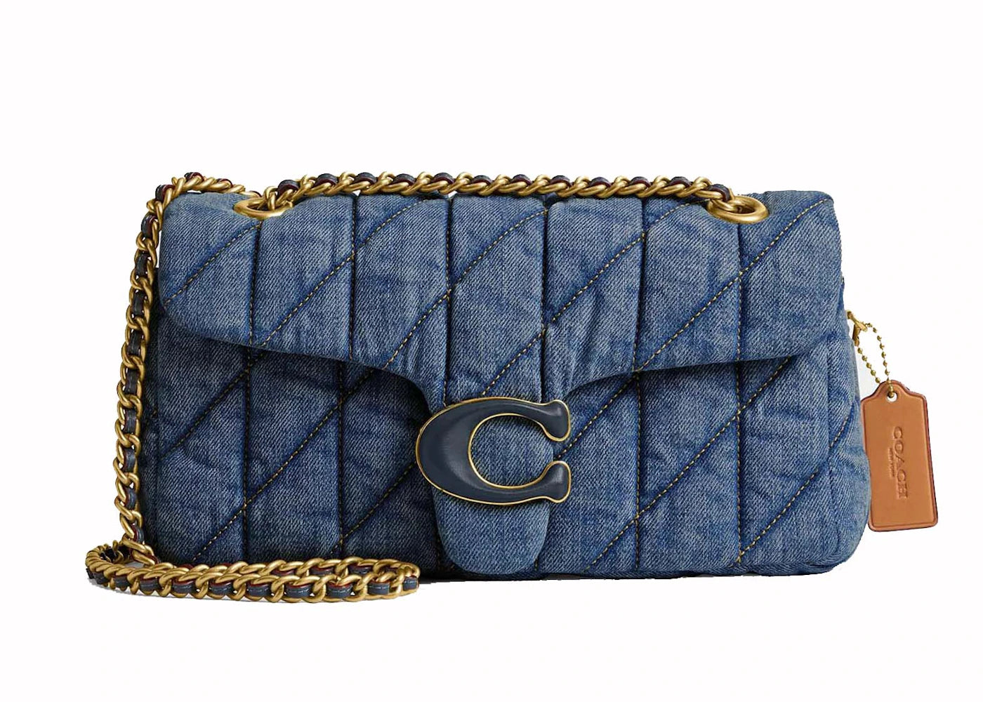 Coach Tabby Shoulder Bag 26 With Quilting Brass/Indigo