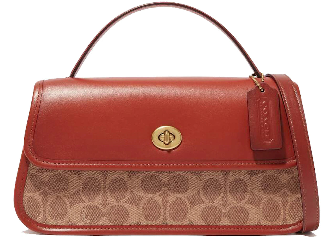 Coach Turnlock Clutch Bag Red/Beige