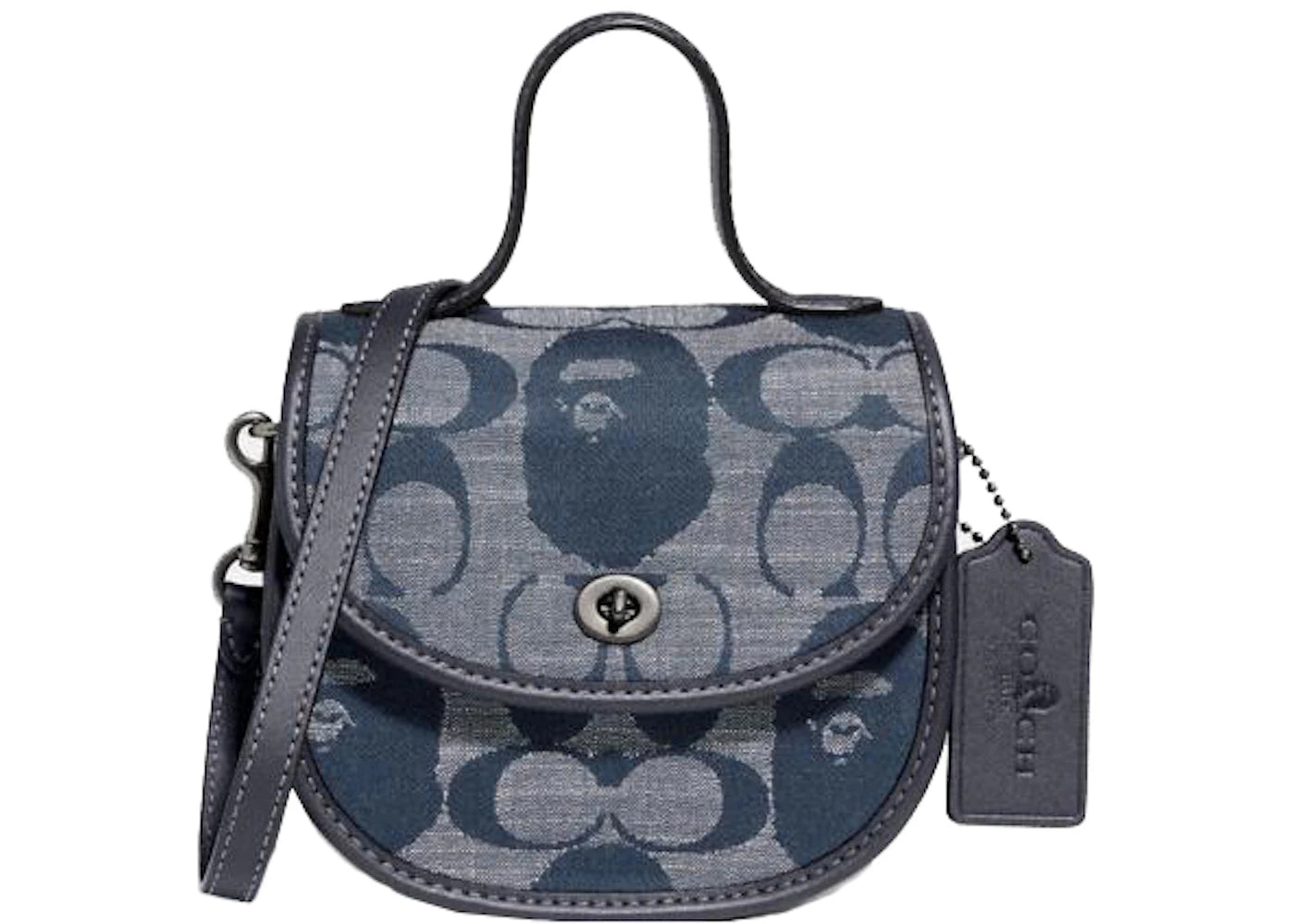 Coach x BAPE Mini Top Handle Saddle Bag Signature Jacquard Pewter/Chambray