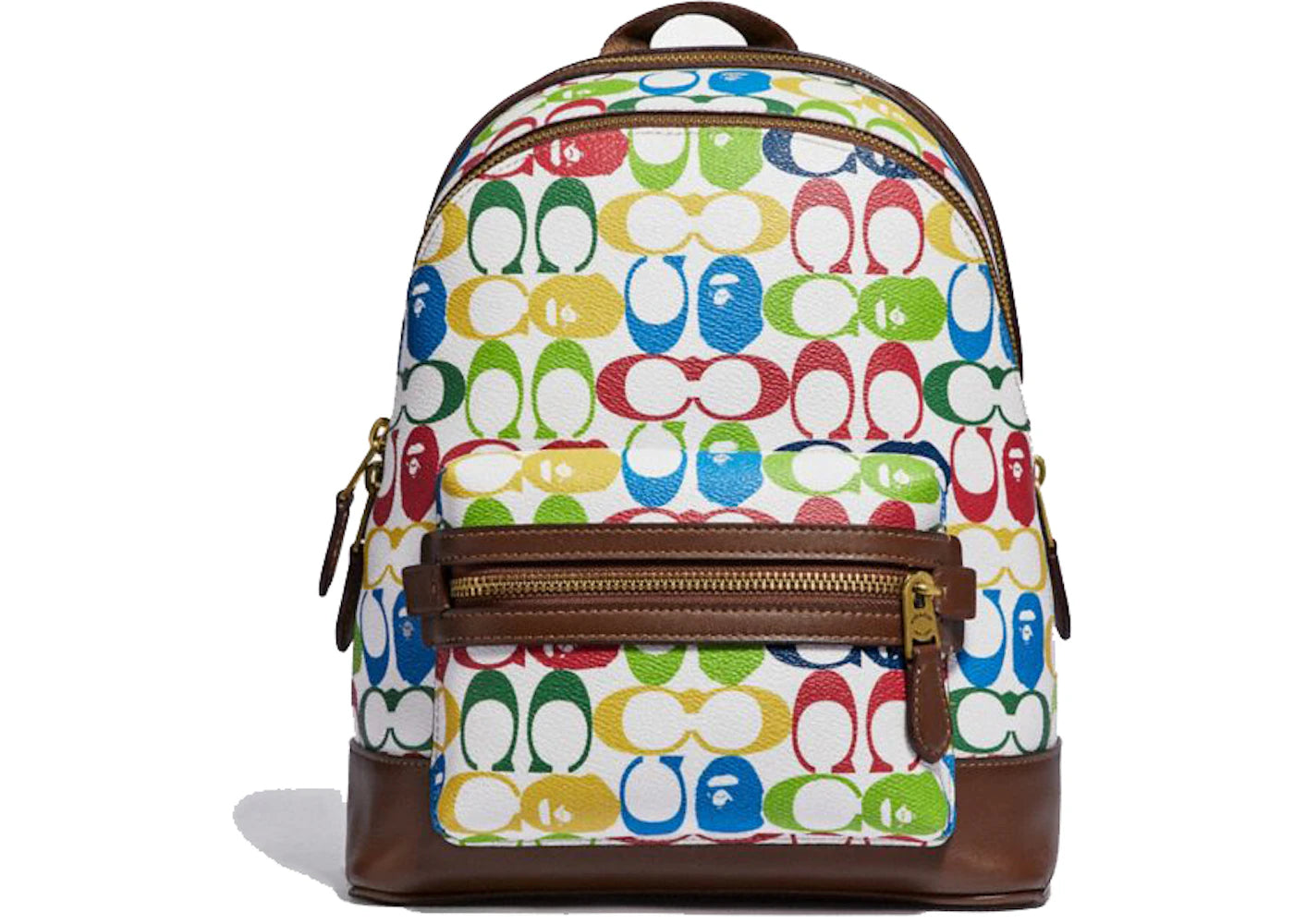 Coach x Bape Academy Backpack 23 Signature Canvas With Ape Head Brass/Multi