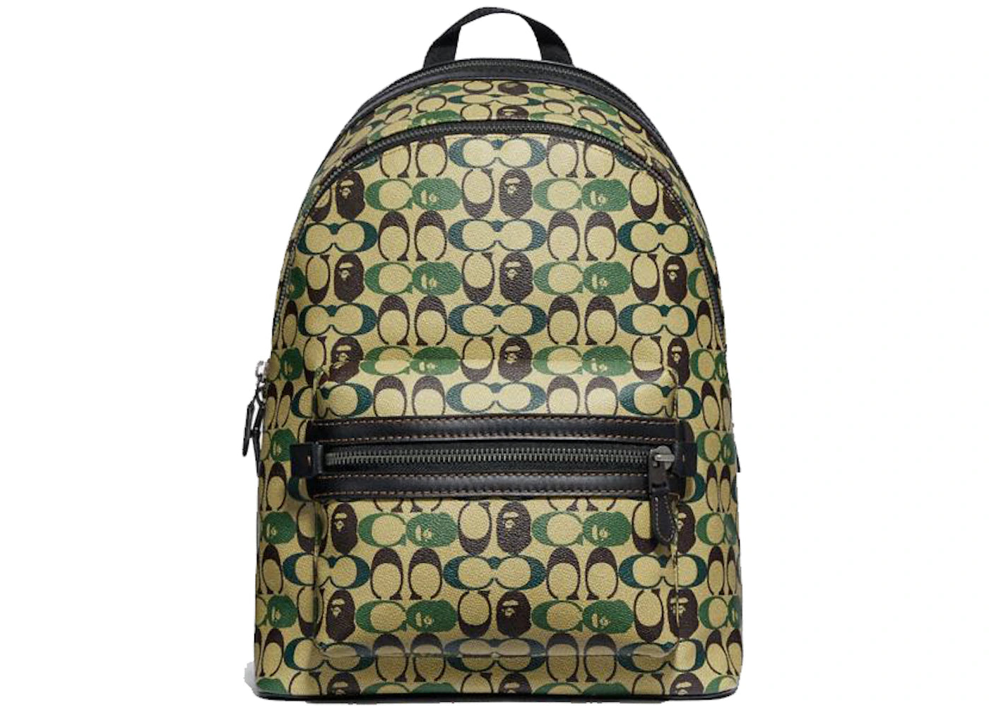 Coach x Bape Academy Backpack Signature Canvas With Ape Head Black Copper/Camo Multi