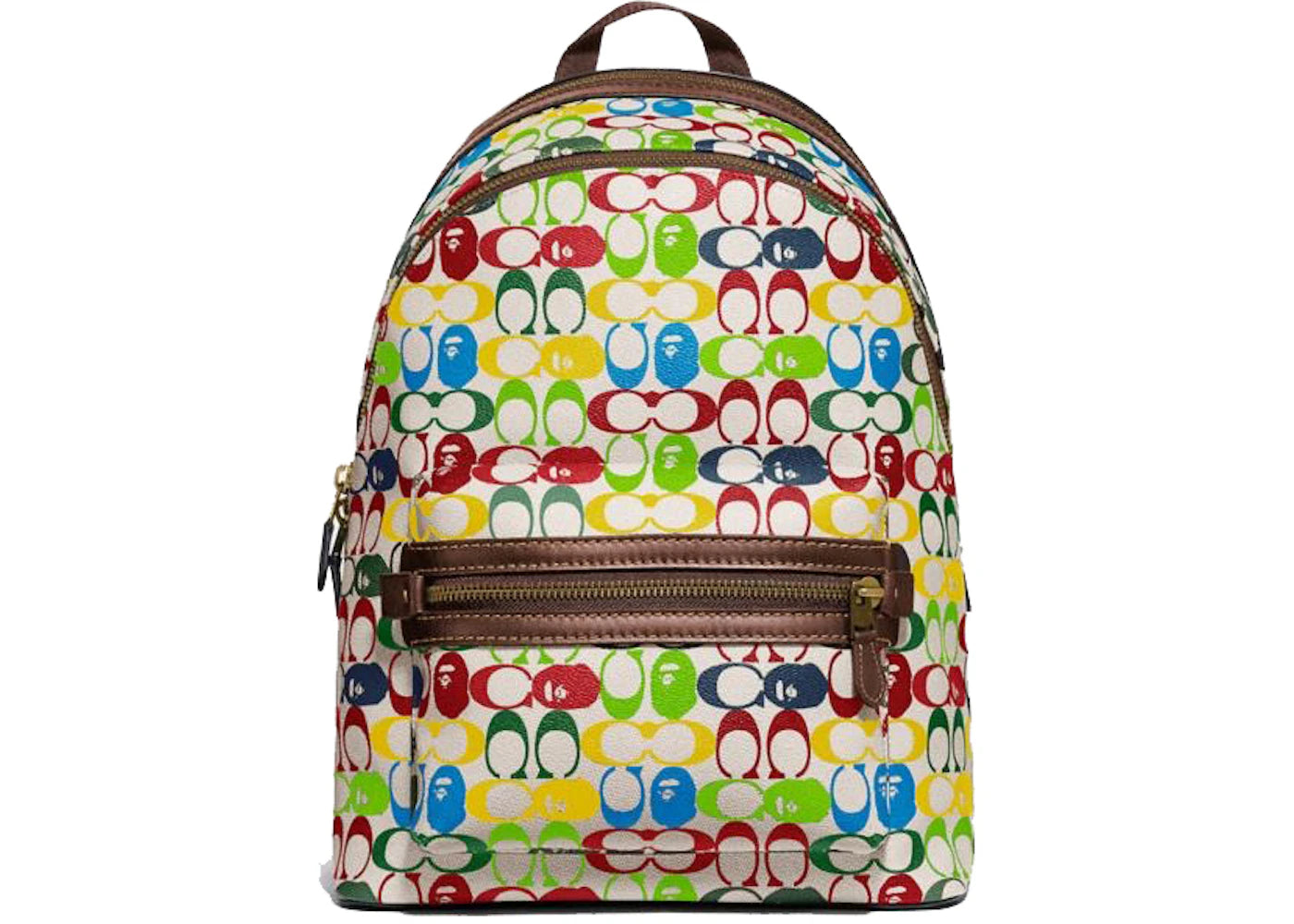 Coach x Bape Academy Backpack Signature Canvas With Ape Head Brass/Multi