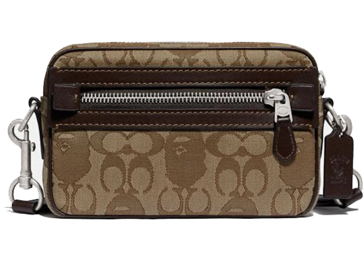 Coach x Bape Academy Crossbody Signature Jacquard With Ape Head Light Antique Nickel/Khaki