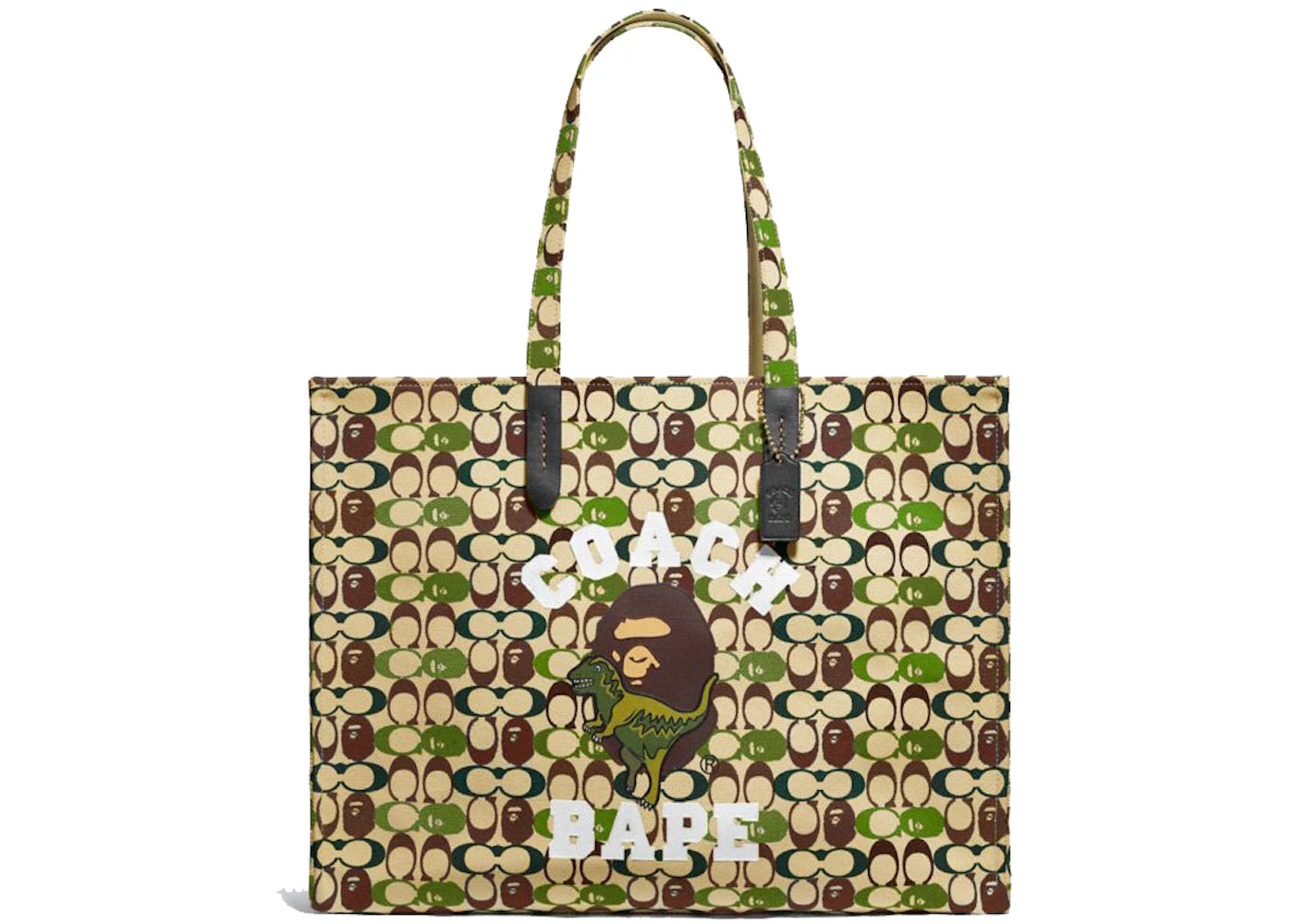 Coach x Bape Tote 47 Signature Canvas With Ape Head Black Copper/Camo Multi