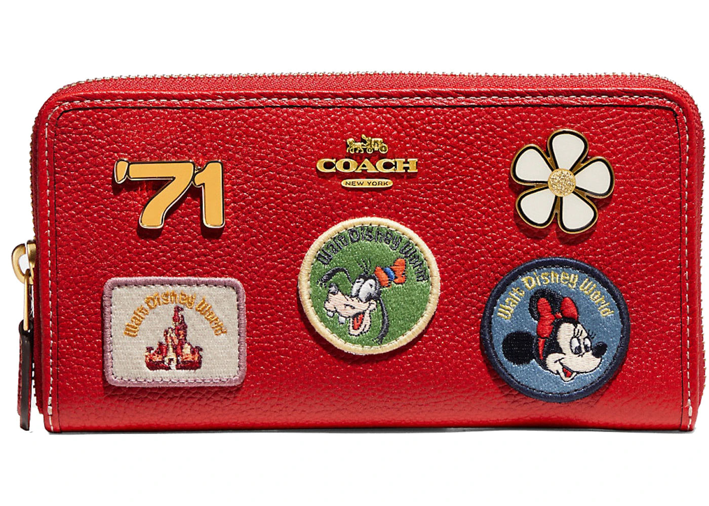 Coach x Disney Accordion Zip Wallet Electric Red