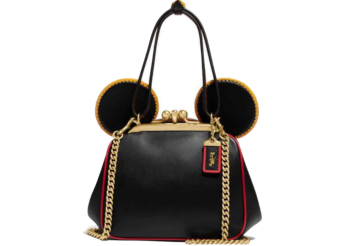 Coach x Disney Mickey Mouse Kisslock Leather Bag Small Black