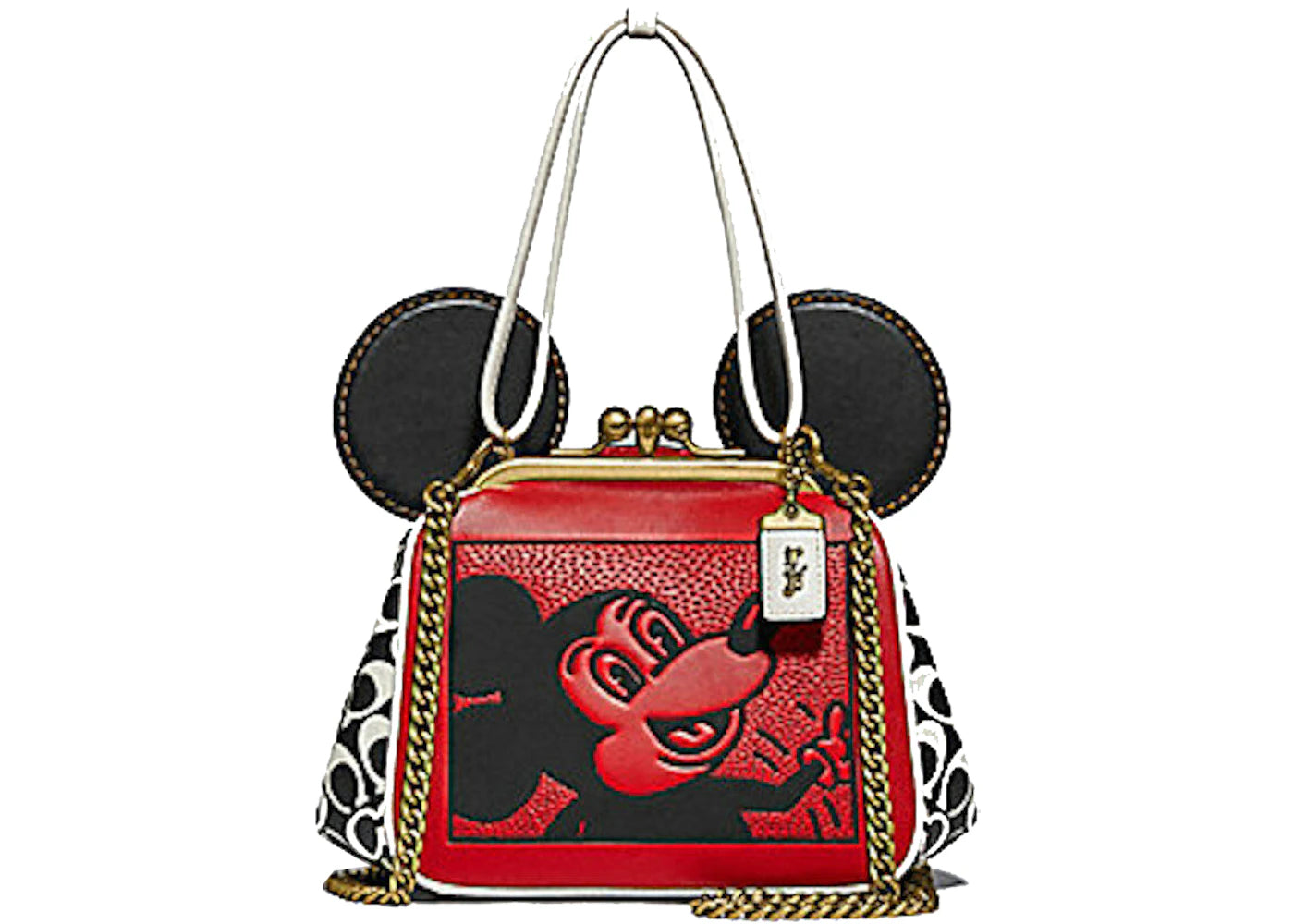 Coach x Disney Mickey Mouse Kisslock Leather Bag Small Red/White