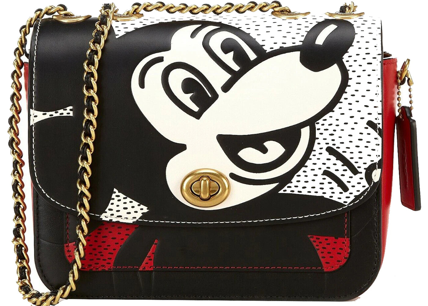 Coach x Disney Mickey Mouse Madison Shoulder Black Leather Bag Small Black