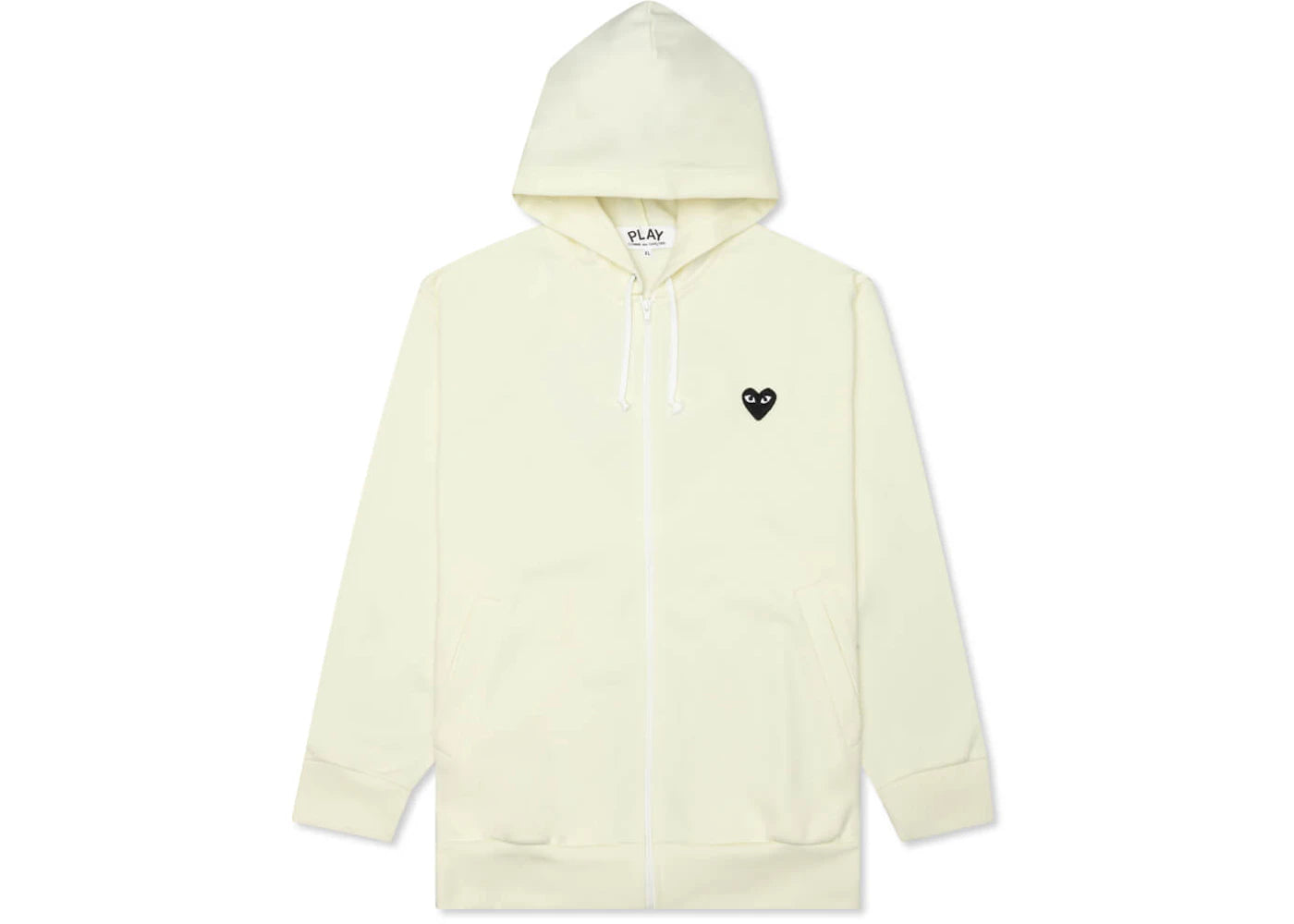 Comme des Garcons PLAY Play Big Black Heart Zip Up Hoodie Ivory