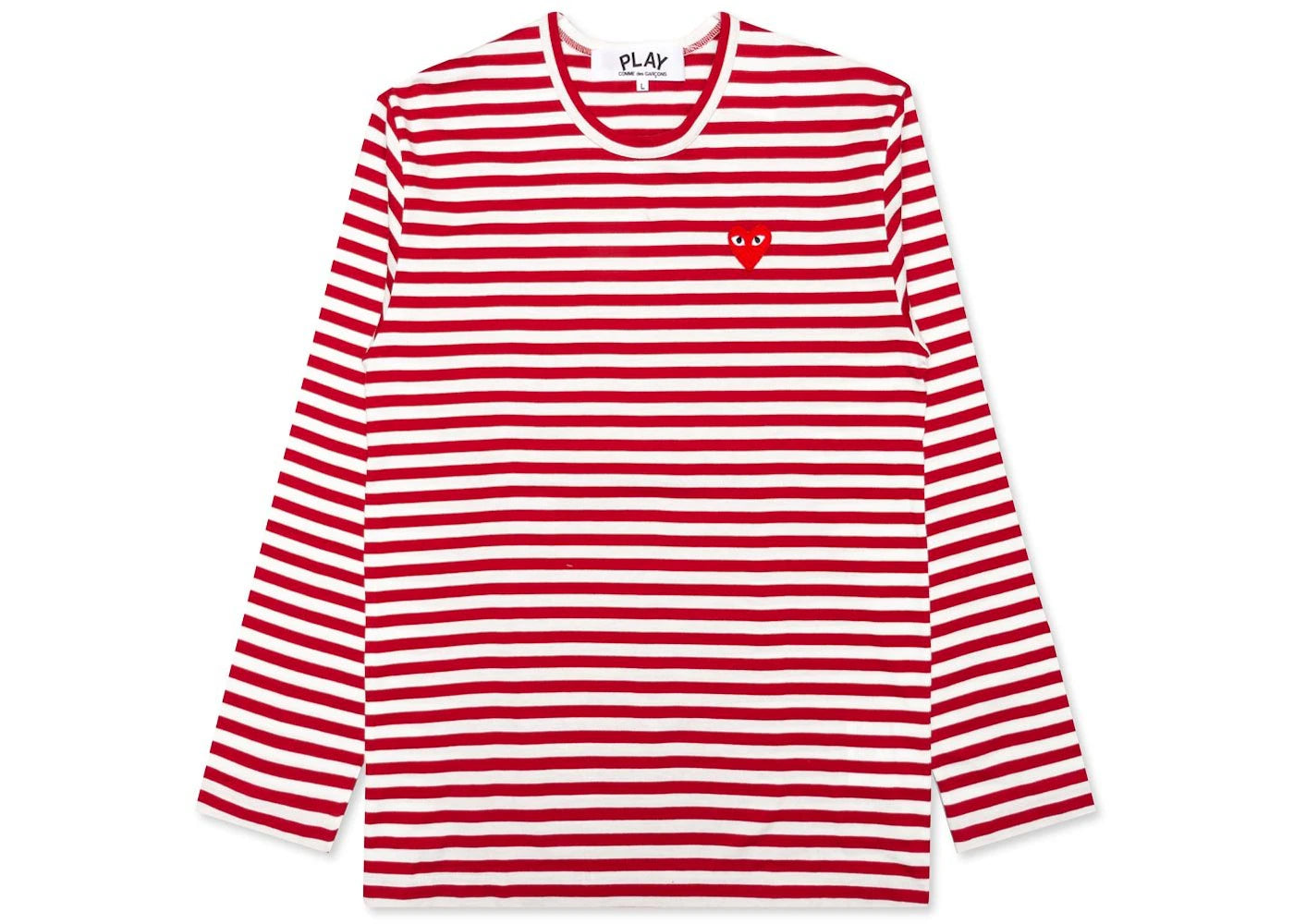 Comme des Garcons PLAY Play Big Red Heart Striped L/S T-shirt Red/White