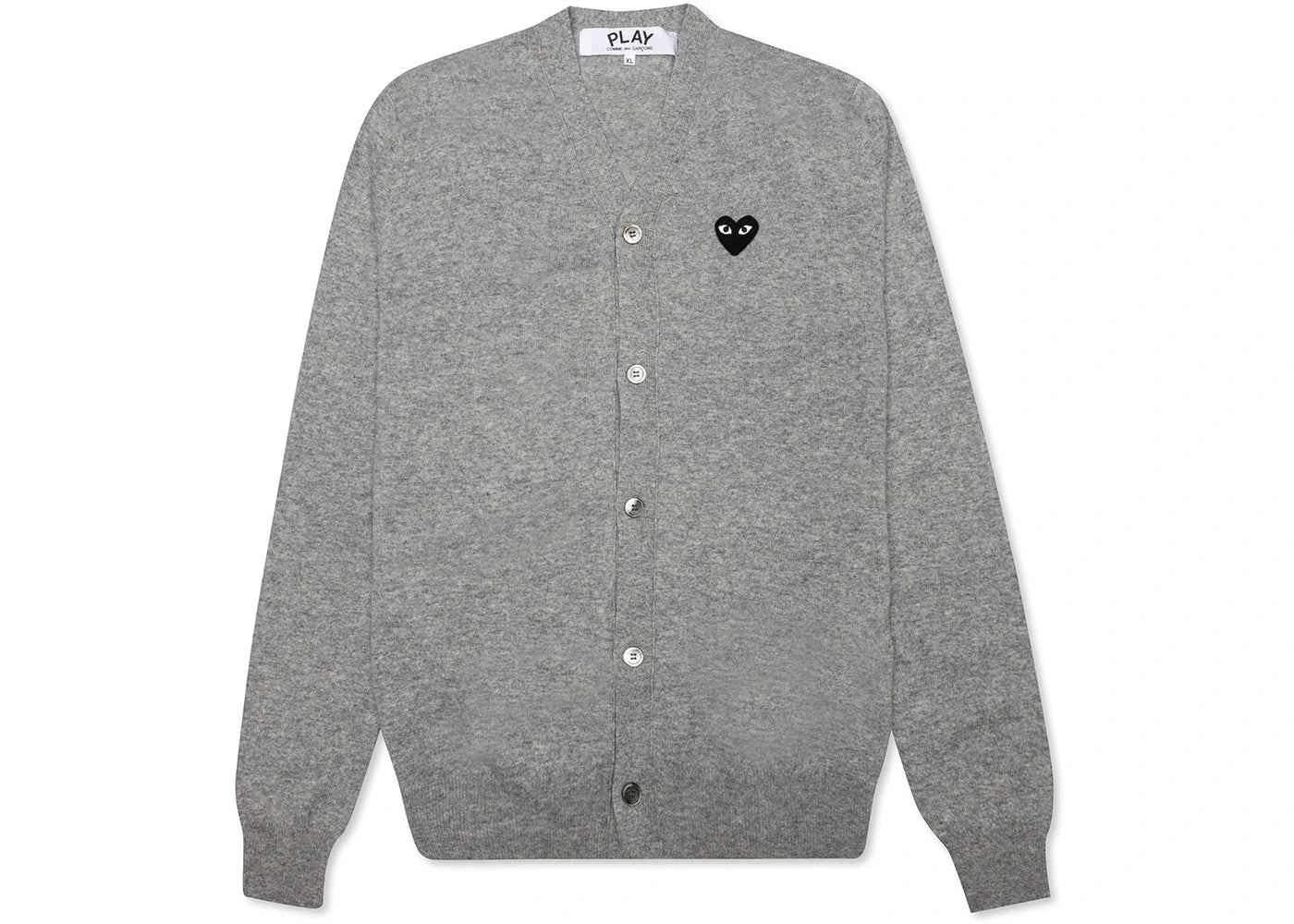 Comme des Garcons PLAY Play Black Heart Knit Cardigan Sweater Grey