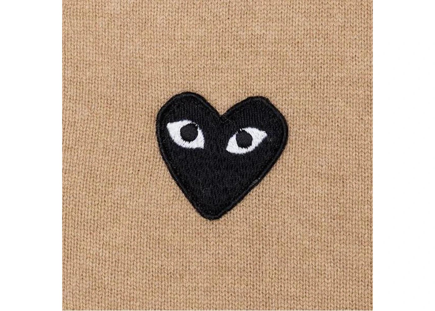 Comme des Garcons PLAY Play Black Heart Knit Cardigan Sweater Tan