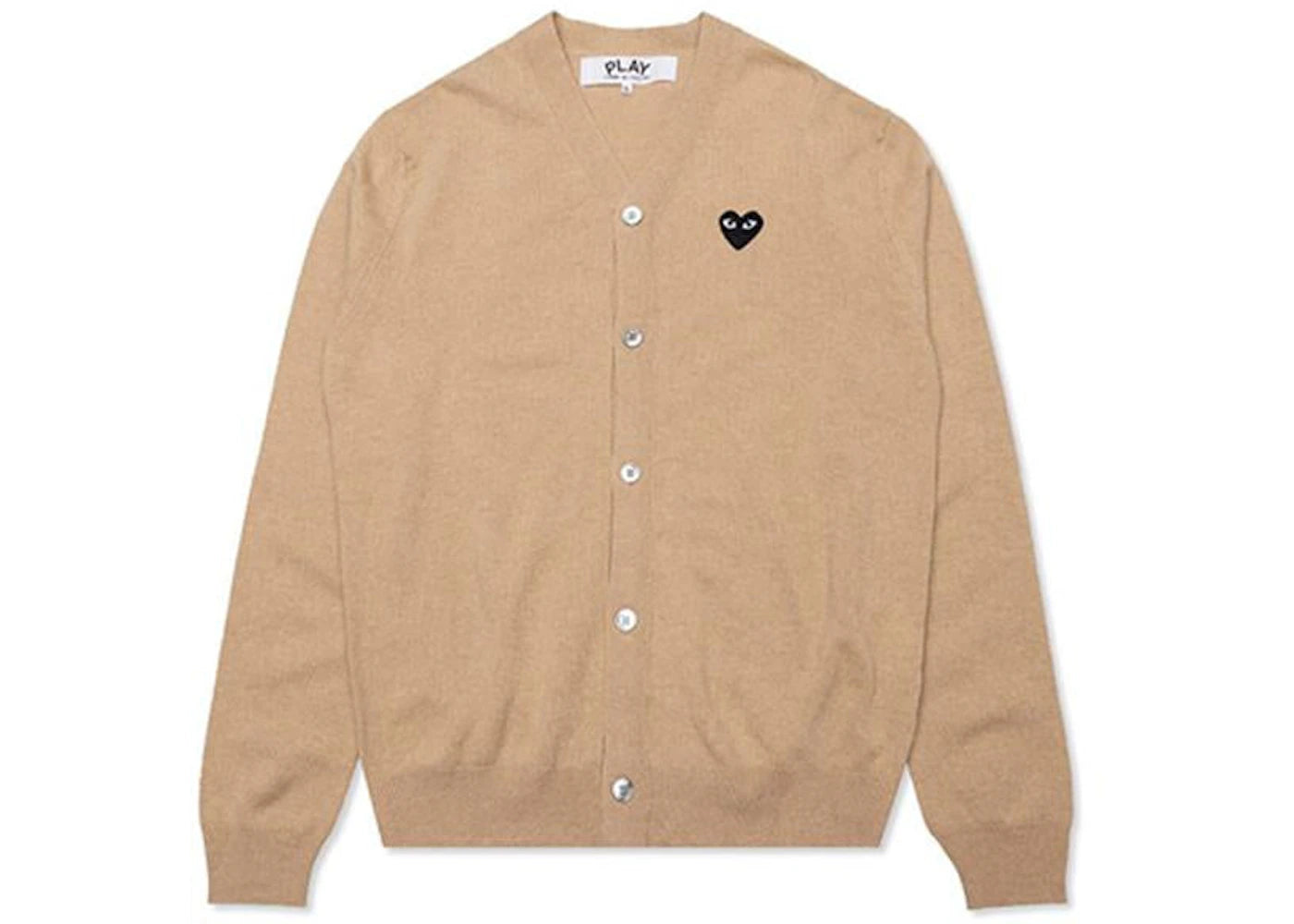 Comme des Garcons PLAY Play Black Heart Knit Cardigan Sweater Tan