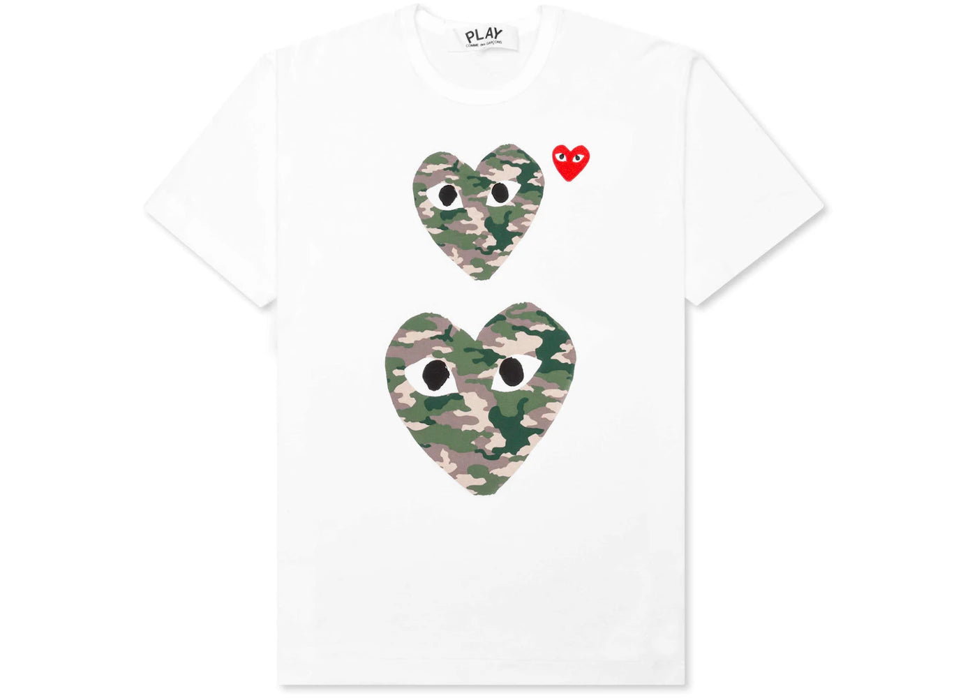 Comme des Garcons PLAY Play Camouflage Double Heart T-shirt White