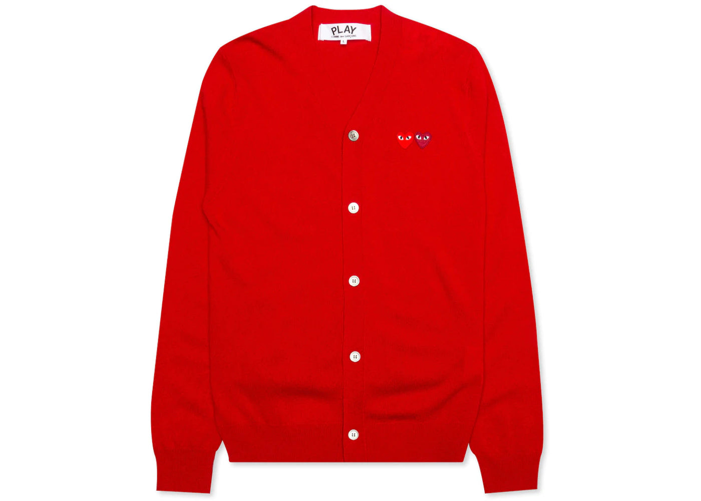 Comme des Garcons Play Double Heart Cardigan Sweater Red