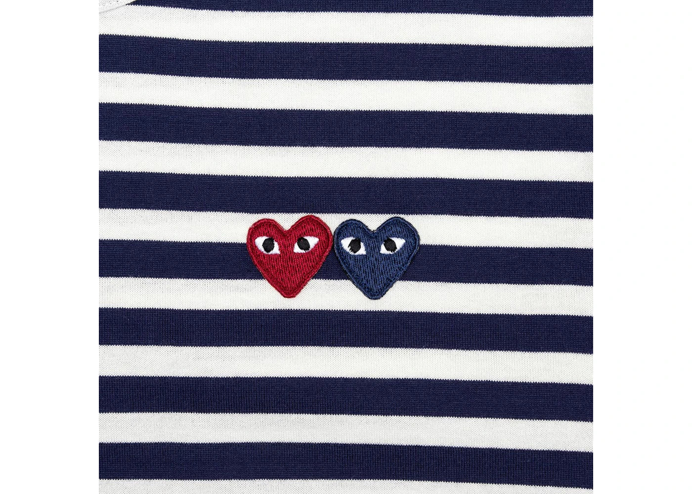 Comme des Garcons PLAY Play Double Heart Striped L/S T-shirt Navy/White