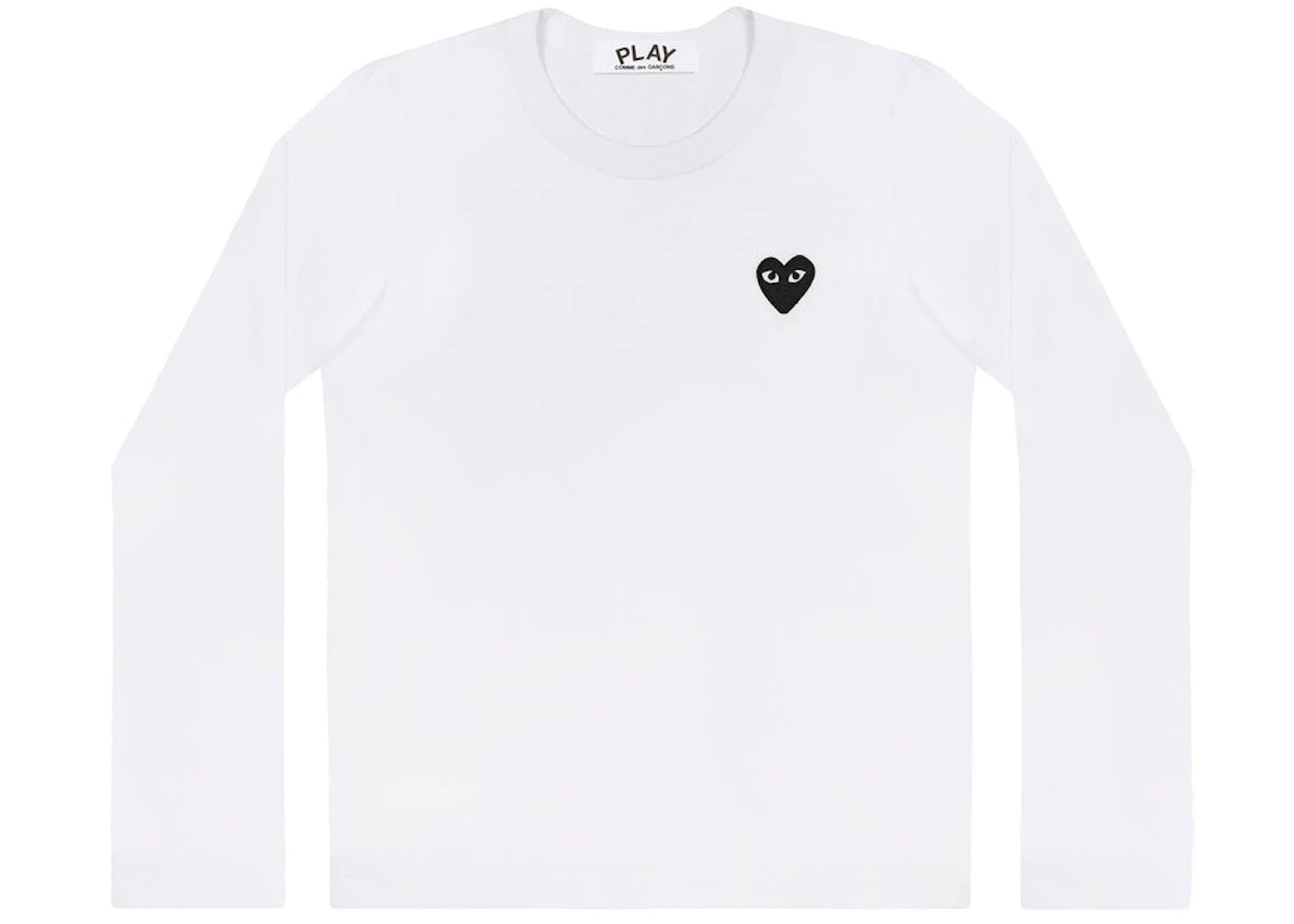 Comme des Garcons PLAY Play Embroidered Black Heart Long Sleeve T-shirt White
