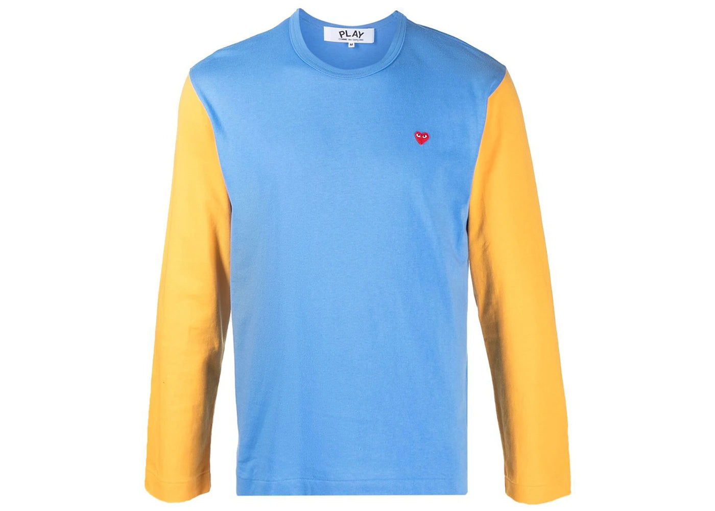 Comme des Garcons PLAY Play Embroidered Logo Colour Blocked Long Sleeve Tee Blue/Yellow