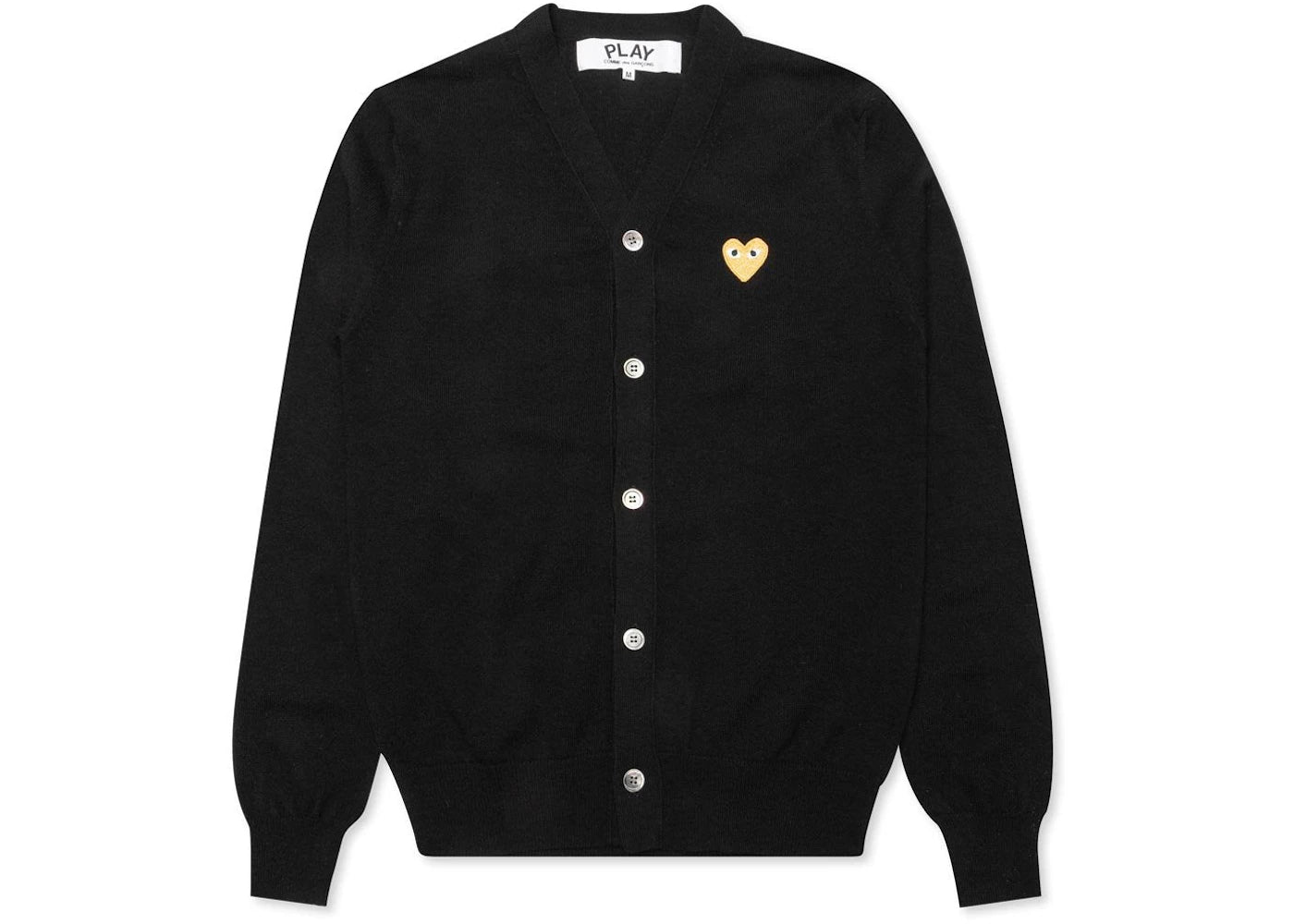 Comme des Garcons Play Gold Heart Knit Cardigan Sweater Black