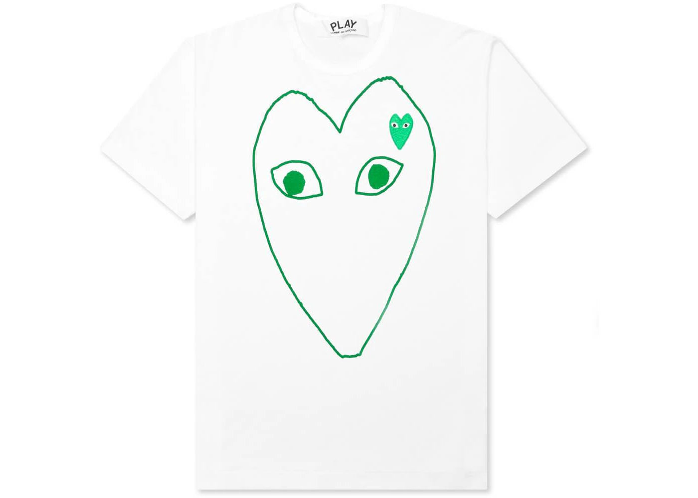 Comme des Garcons PLAY Play Green Emblem Outline T-shirt White