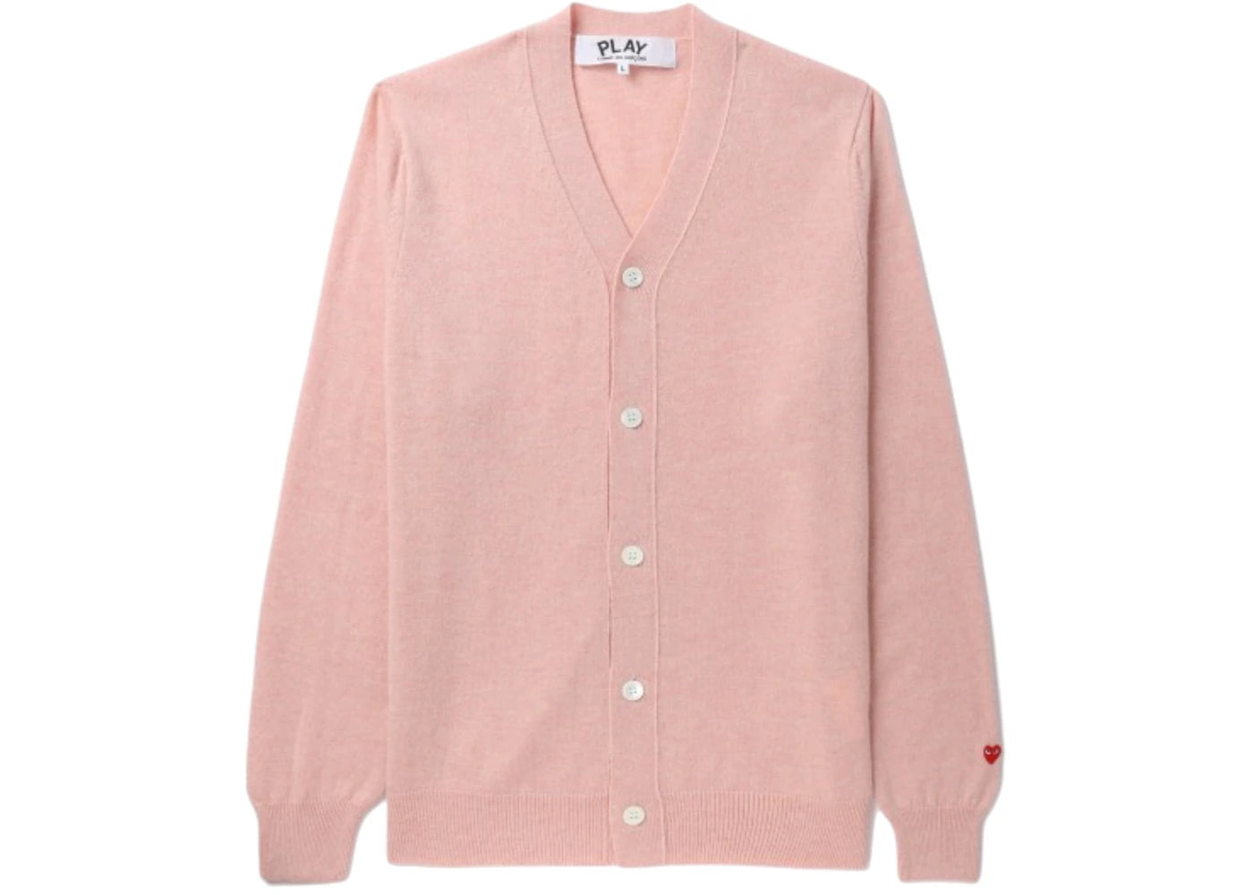 Comme des Garcons PLAY Heart Logo Cardigan Sweater Pale Pink