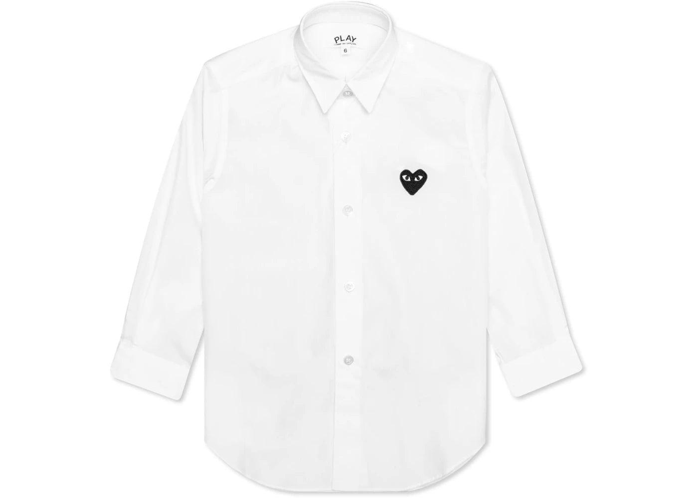 Comme des Garcons PLAY Play Kid's Black Emblem Button Up Shirt White