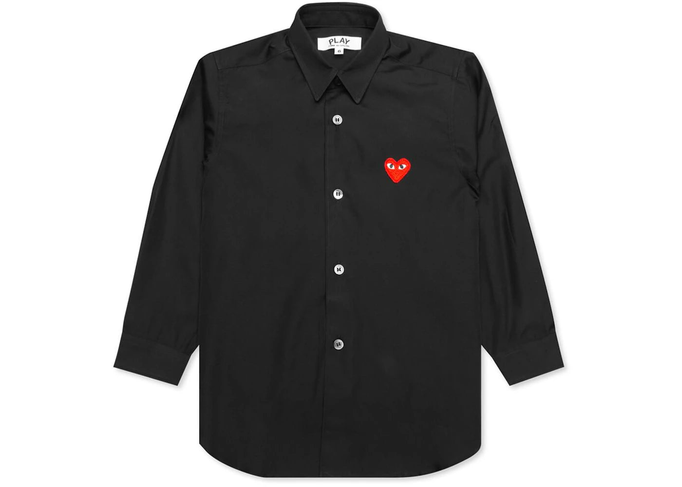 Comme des Garcons Play Kid's Red Emblem Button Up Shirt Black