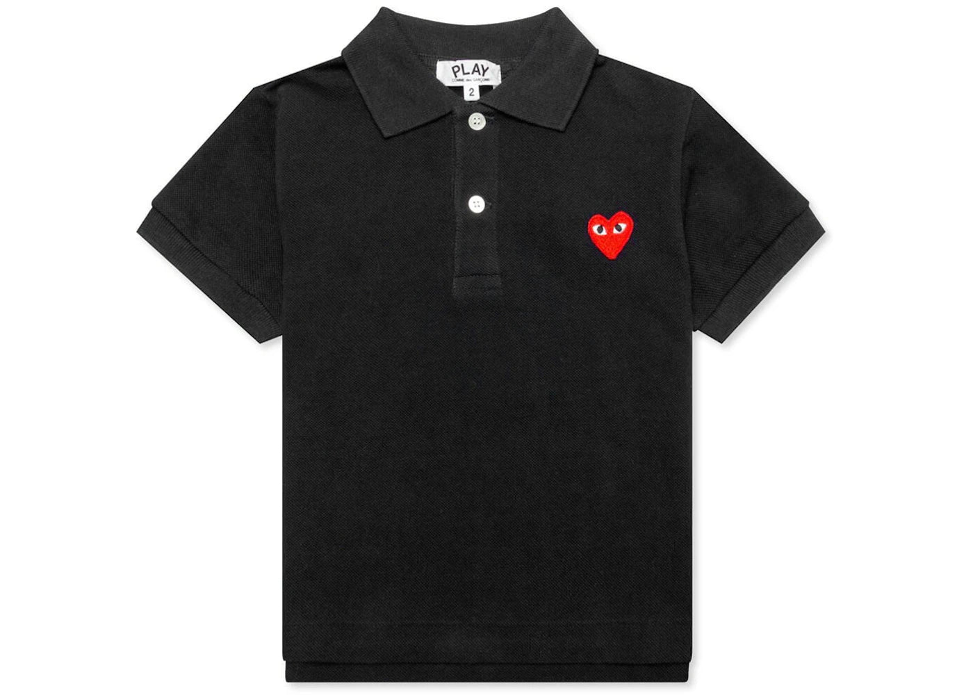 Comme des Garcons PLAY Play Kid's Red Emblem Polo Black
