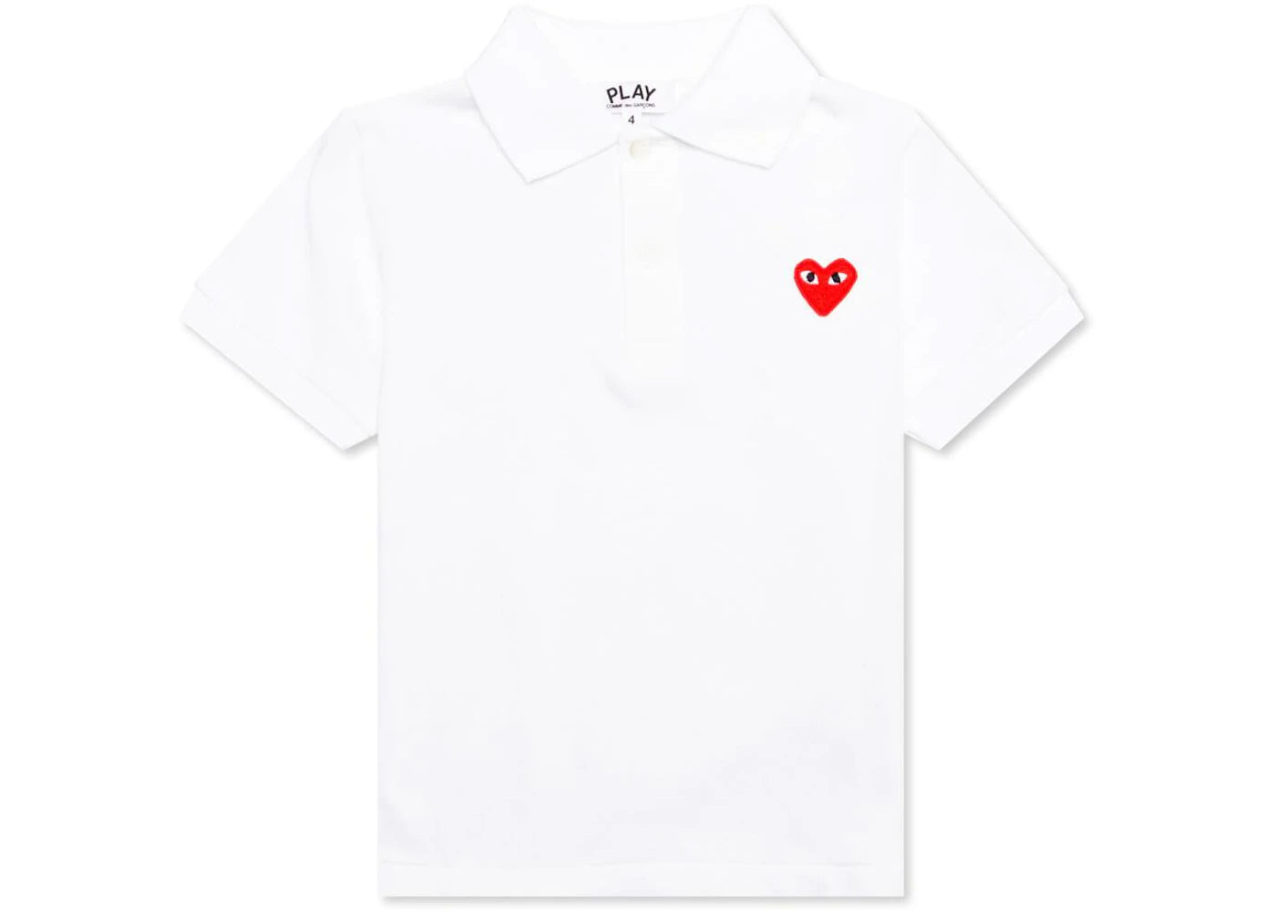 Comme des Garcons PLAY Play Kid's Red Emblem Polo White