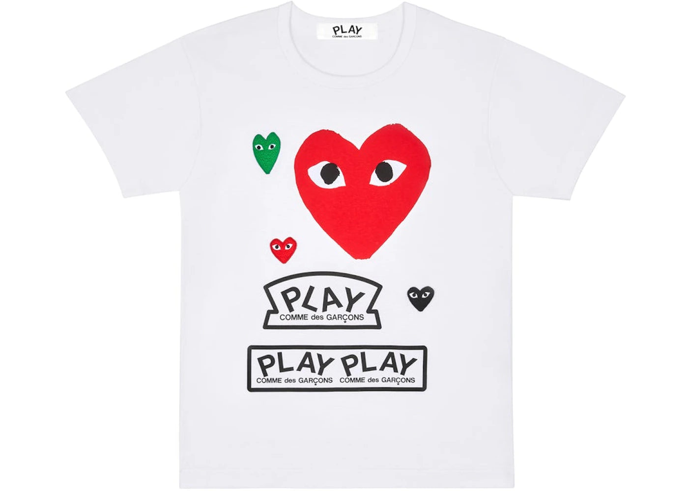 Comme des Garcons PLAY Play Multi Logo Red Heart T-shirt White