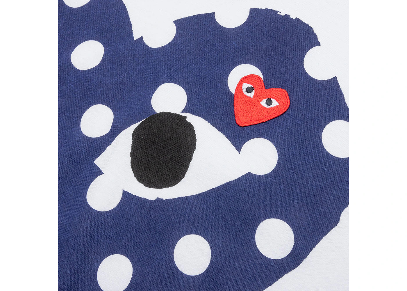 Comme des Garcons PLAY Play Navy Polka Dot Full Heart T-shirt White