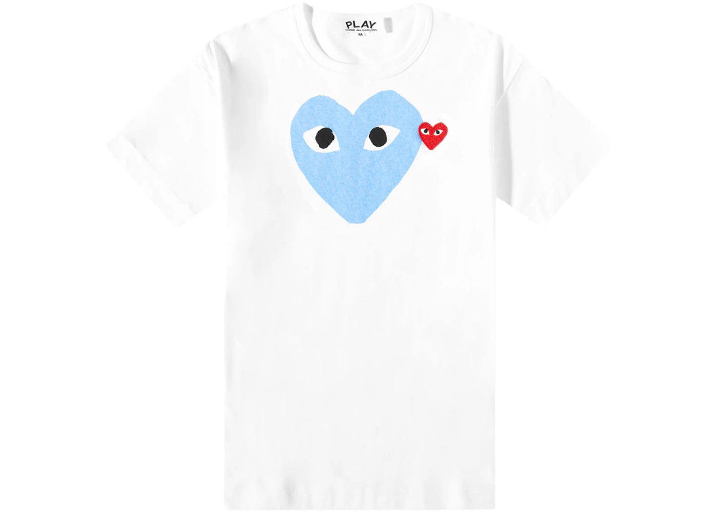 CDG Red Heart Colour Heart Tee White/Light Blue/Red
