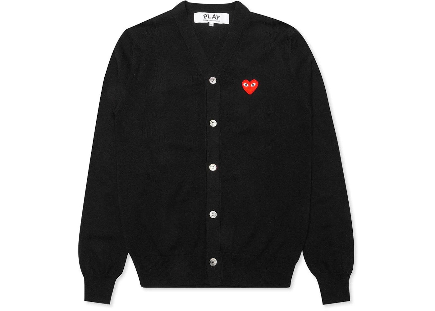Comme des Garcons PLAY Play Red Heart Knit Cardigan Sweater Black