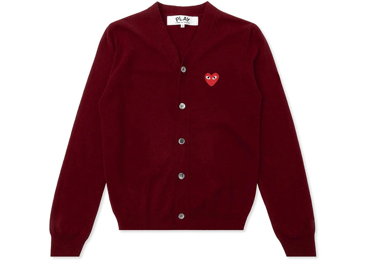 Comme des Garcons PLAY Play Red Heart Knit Cardigan Sweater Burgundy
