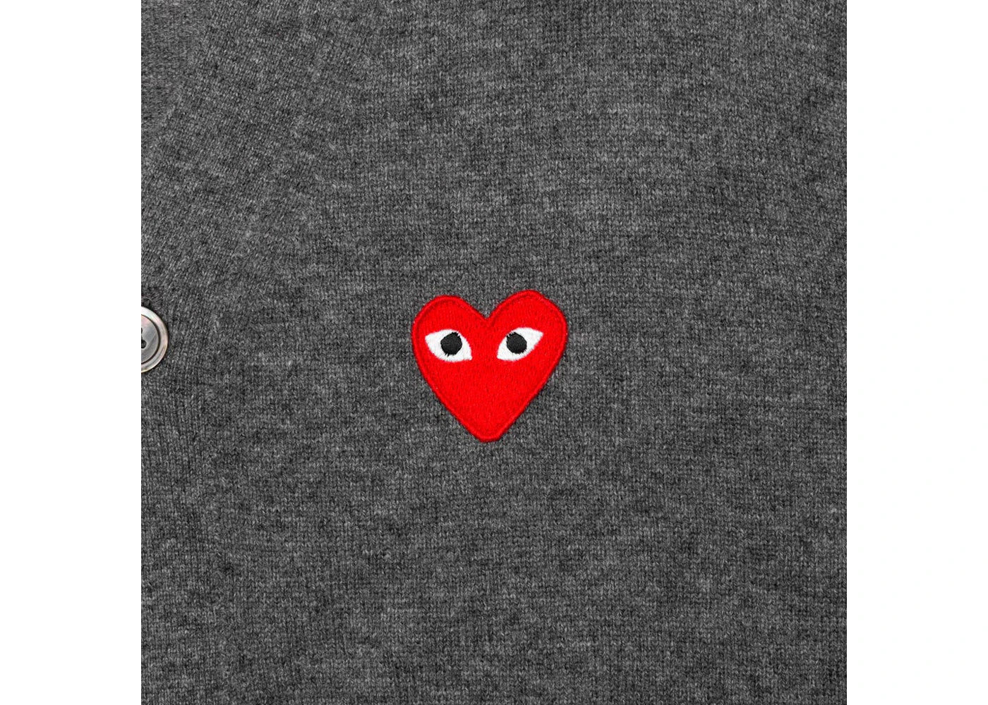 Comme des Garcons PLAY Play Red Heart Knit Cardigan Sweater Grey