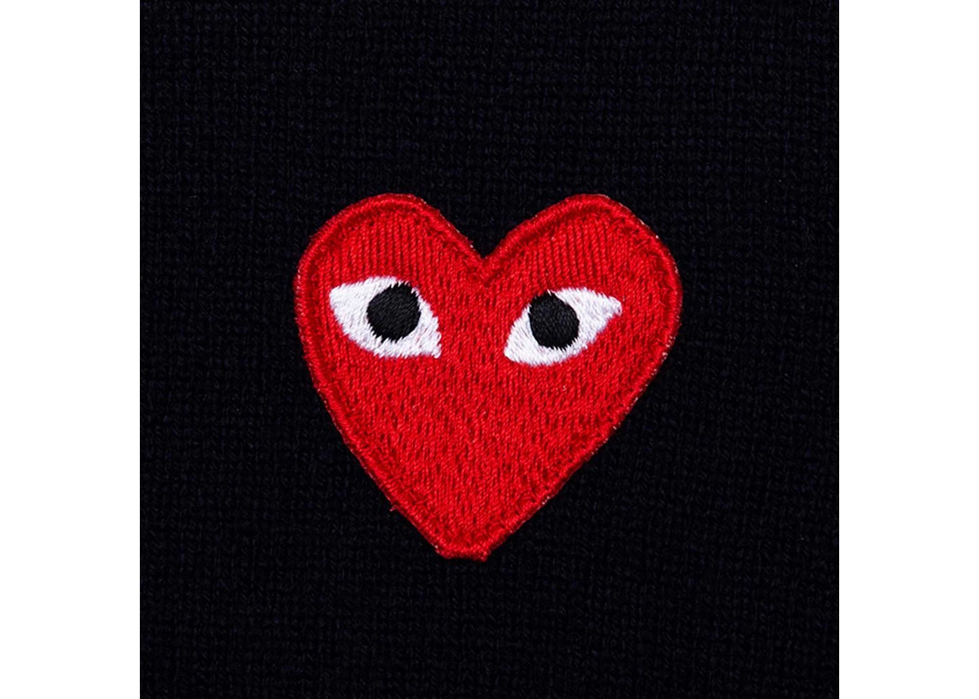 Comme des Garcons PLAY Play Red Heart Knit Cardigan Sweater Navy