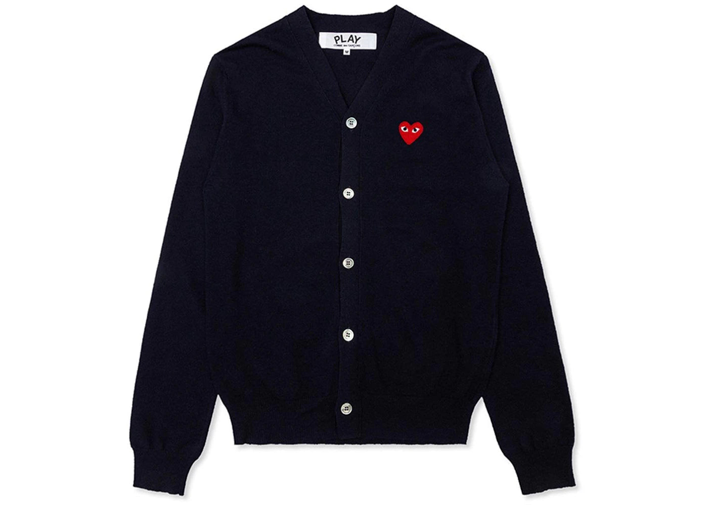Comme des Garcons PLAY Play Red Heart Knit Cardigan Sweater Navy