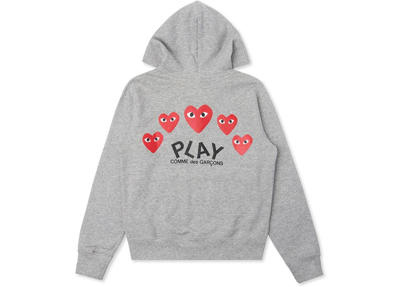 Comme des Garcons PLAY Play Red Multi Heart Zip Up Hoodie Grey