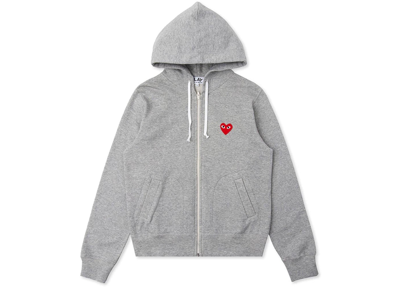 Comme des Garcons PLAY Play Red Multi Heart Zip Up Hoodie Grey