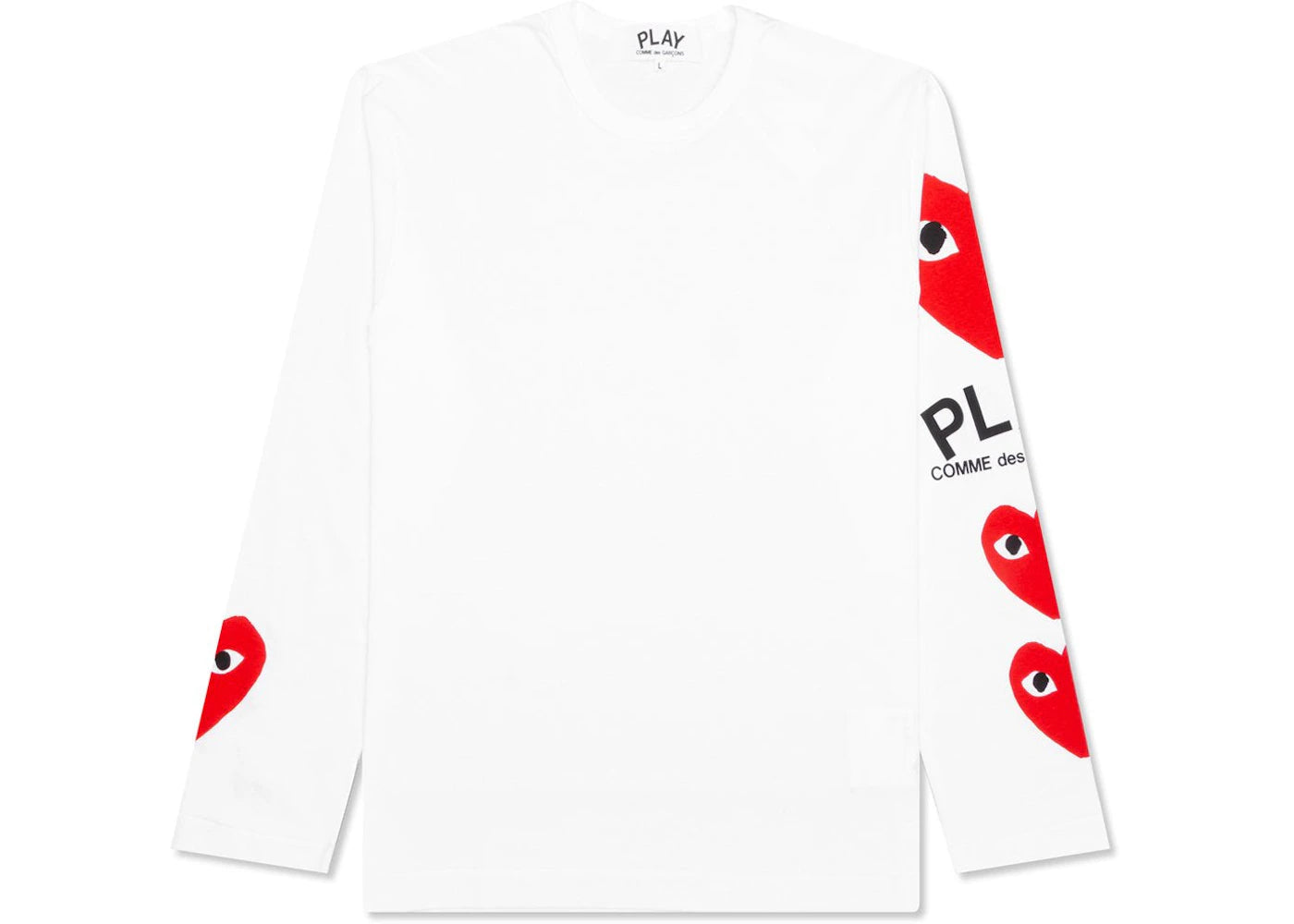 Comme des Garcons PLAY Play Red Printed Sleeve L/S T-shirt White