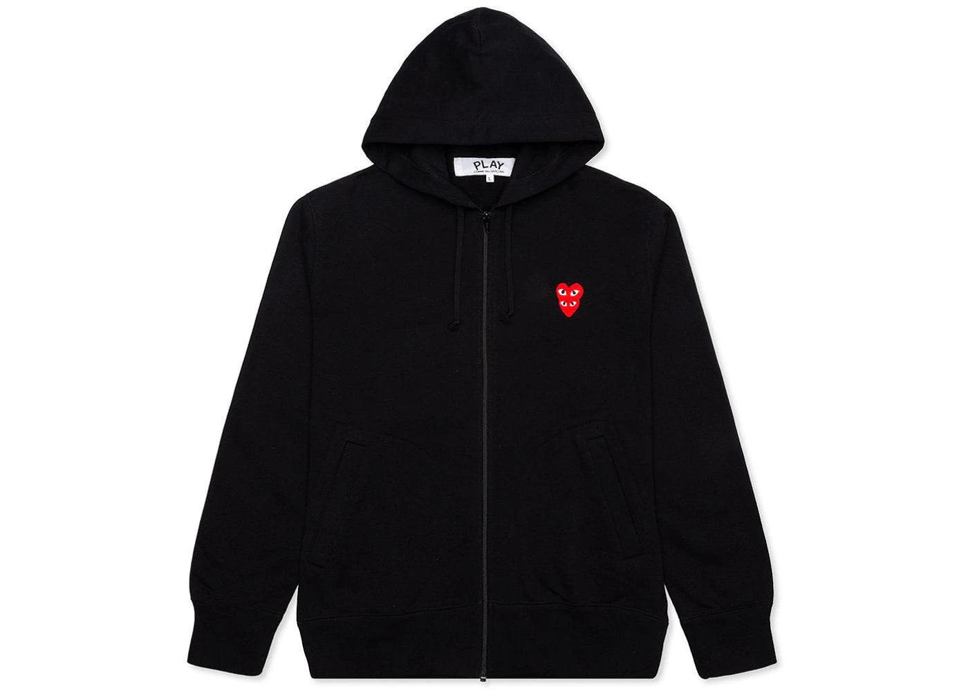 Comme des Garcons PLAY Play Red Stacked Heart Zip Up Hoodie Black