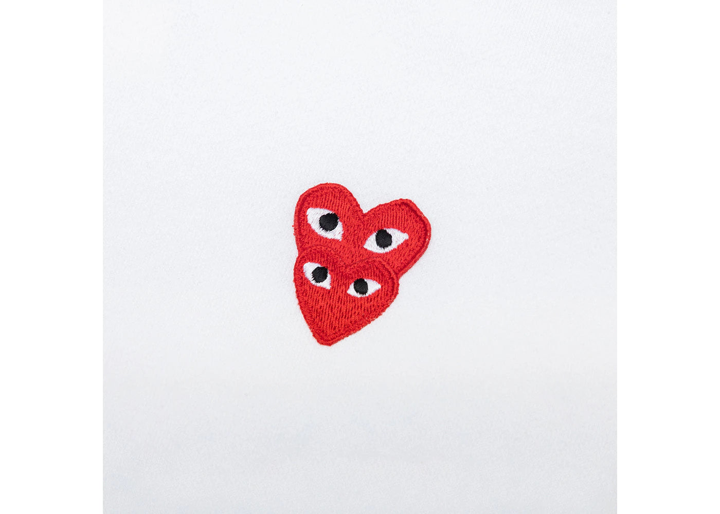Comme des Garcons PLAY Play Red Stacked Heart Zip Up Hoodie White