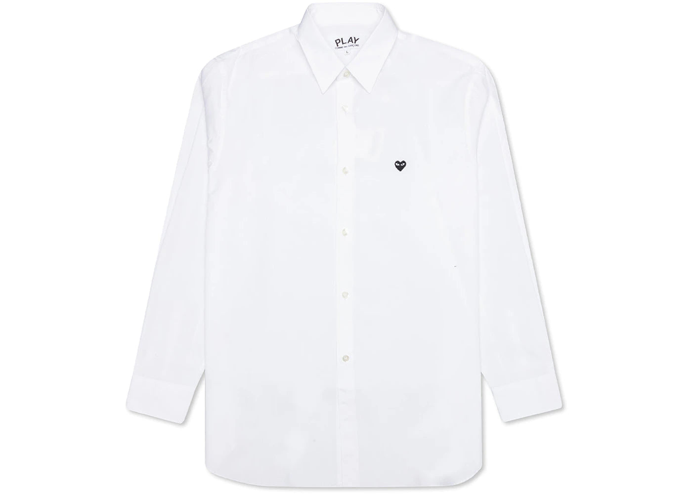 Comme des Garcons Play Small Black Emblem Button Up Shirt White